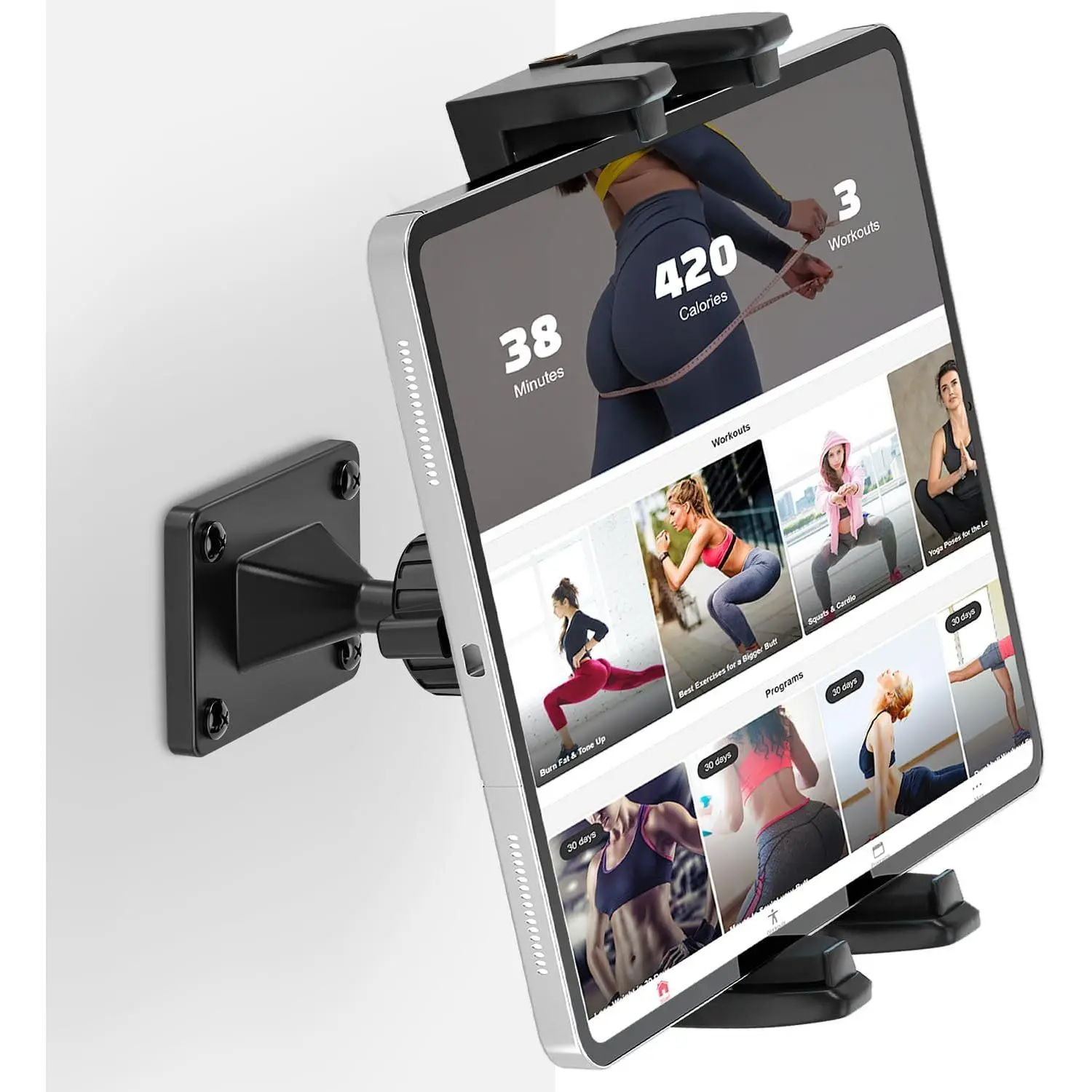 Tablet Wall Mount, 360° Rotation Tablet Holder Stand, Sturdy Metal Base, Kitchen Wall Mount Compatible with iPad// 4.7-12.9 Inch Devices