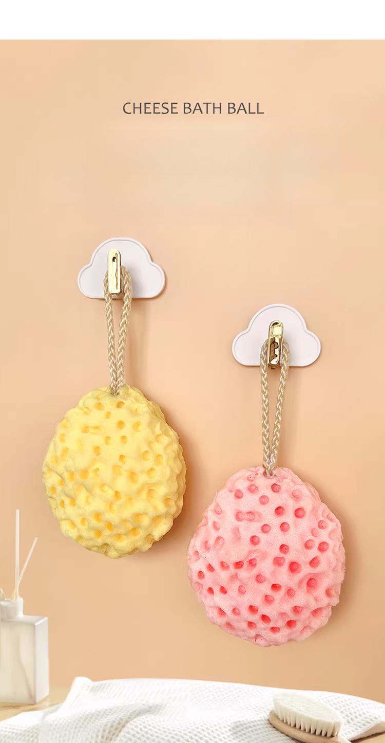 Cheese-shaped honeycomb bath sponge, extra-large soft bath brush, expands when wet to produce rich foam, durable and not easily disintegrated body exfoliator