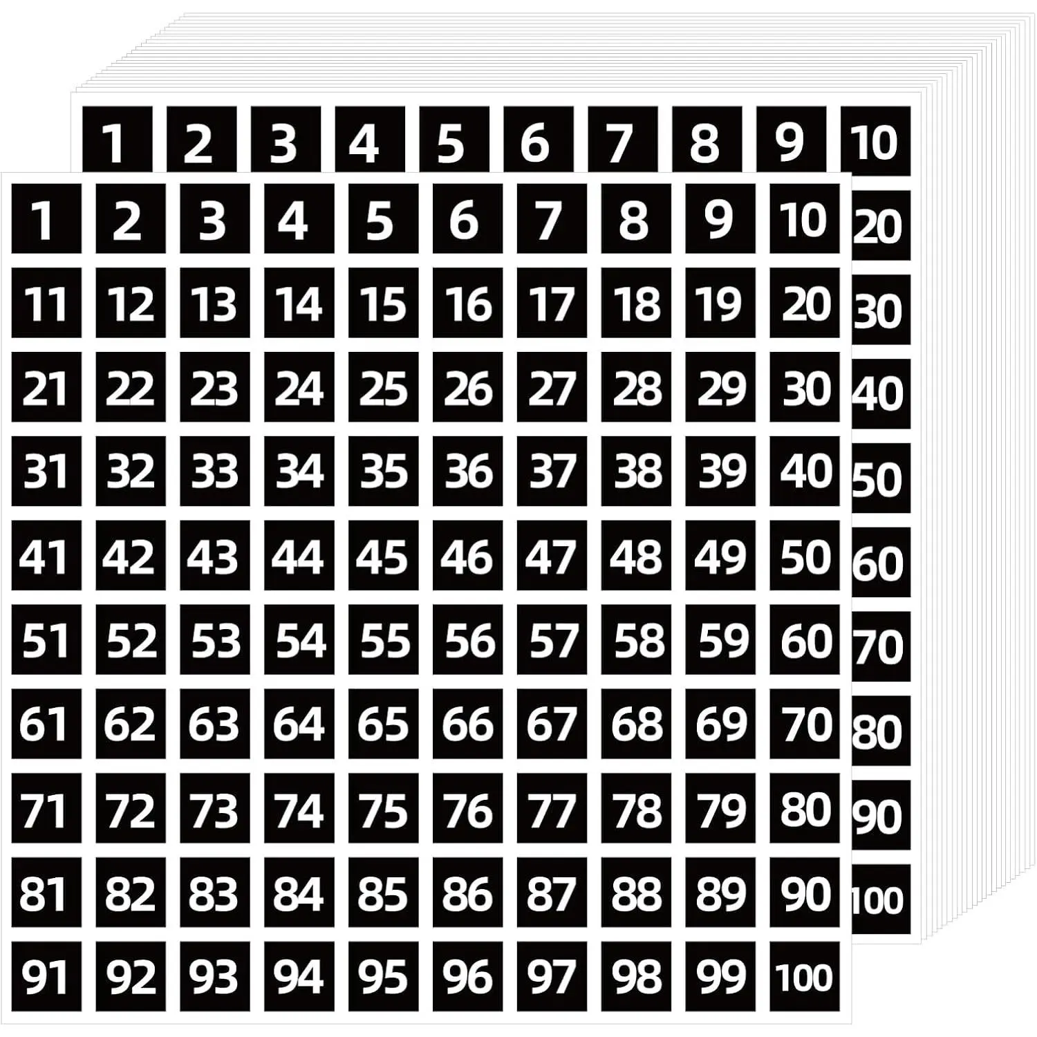 1 to 100 Consecutive Number Stickers, 0.4 inch Square Small Number Stickers Labels for Inventory, Storage, Organizing, Boxes, Bins, Toolbox, Locker (3000 Labels, Black)