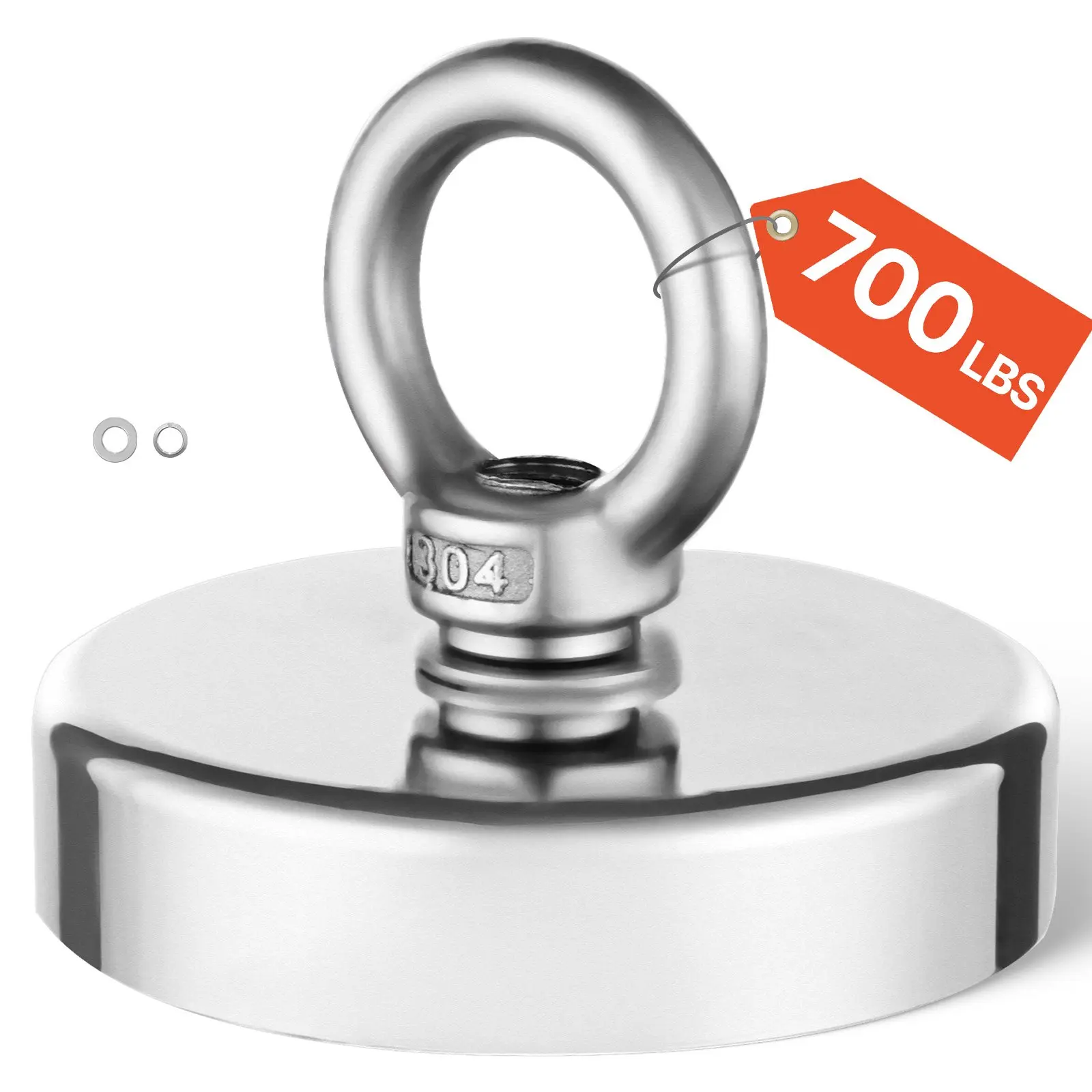 VEVOR Fishing Magnet, 700 LBS/318 Kg Pulling Force Super Strong Neodymium Fishing Magnet, Rare Earth Magnet with Handle Diameter 2.36 in/60 mm for Retrieving in River, Magnetic Fishing, Heavy Hanging