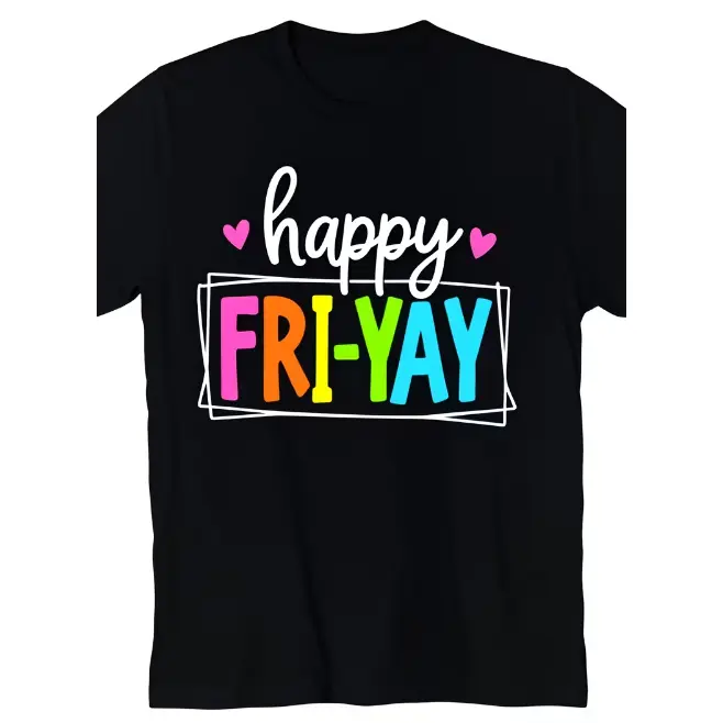 Happy Friday Friday Humorous Teacher Friday Teacher Men's TShirt2Retro Casual Short-sleeved T-shirt with A Round Neck and Printed Pattern Suitable for Daily Commuting and Outdoor Activities Machine Washable #SohoChic