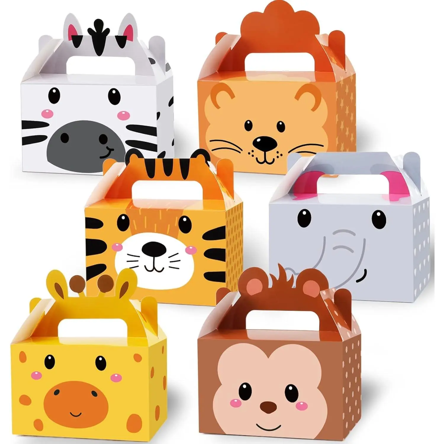 12 Pack Jungle Safari Animals Party Favor Boxes Zoo Animals Theme Happy Birthday Goodies Treat Boxes Jungle Safari Party Candy Gift Bags for Kids Baby Shower Party Decorations Supplies