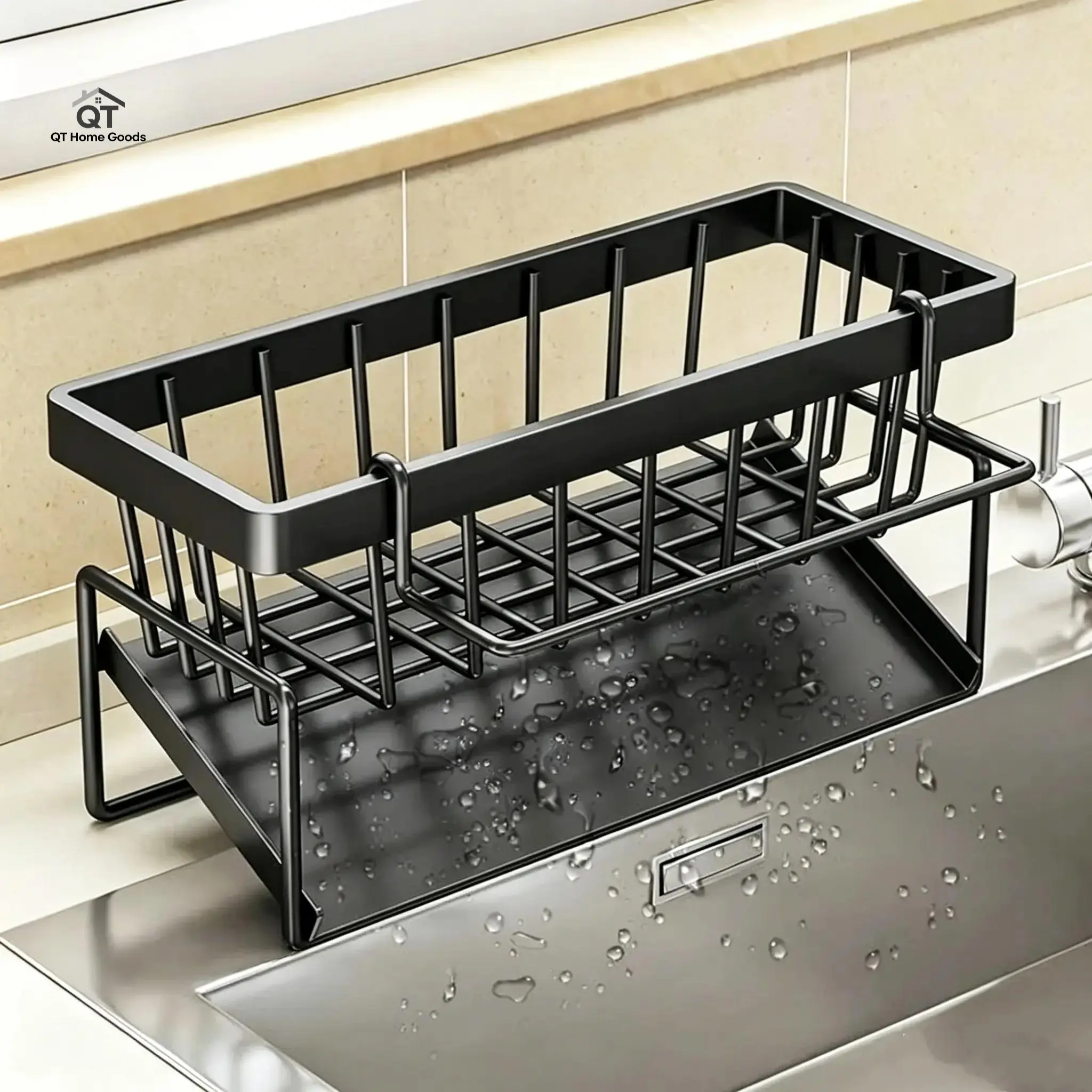 kitchen sink draining rack, bathroom corner shelf，waterproof  sponge drying rack, carbon  material multi-functional durable storage rack, must-have household item, decorations, countertop towels, storage rack, kitchen utensils waterproof steel