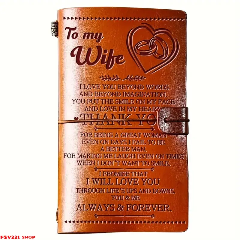 Personalized Engraved Text Modern Faux Leather Hardcover Refillable Journal Notebook - 1pc, 140 Pages, Office Stationery, Anniversary Wedding Gift for Spouse Vintage "To My Wife" Notebook, Women's Fashion sohochic