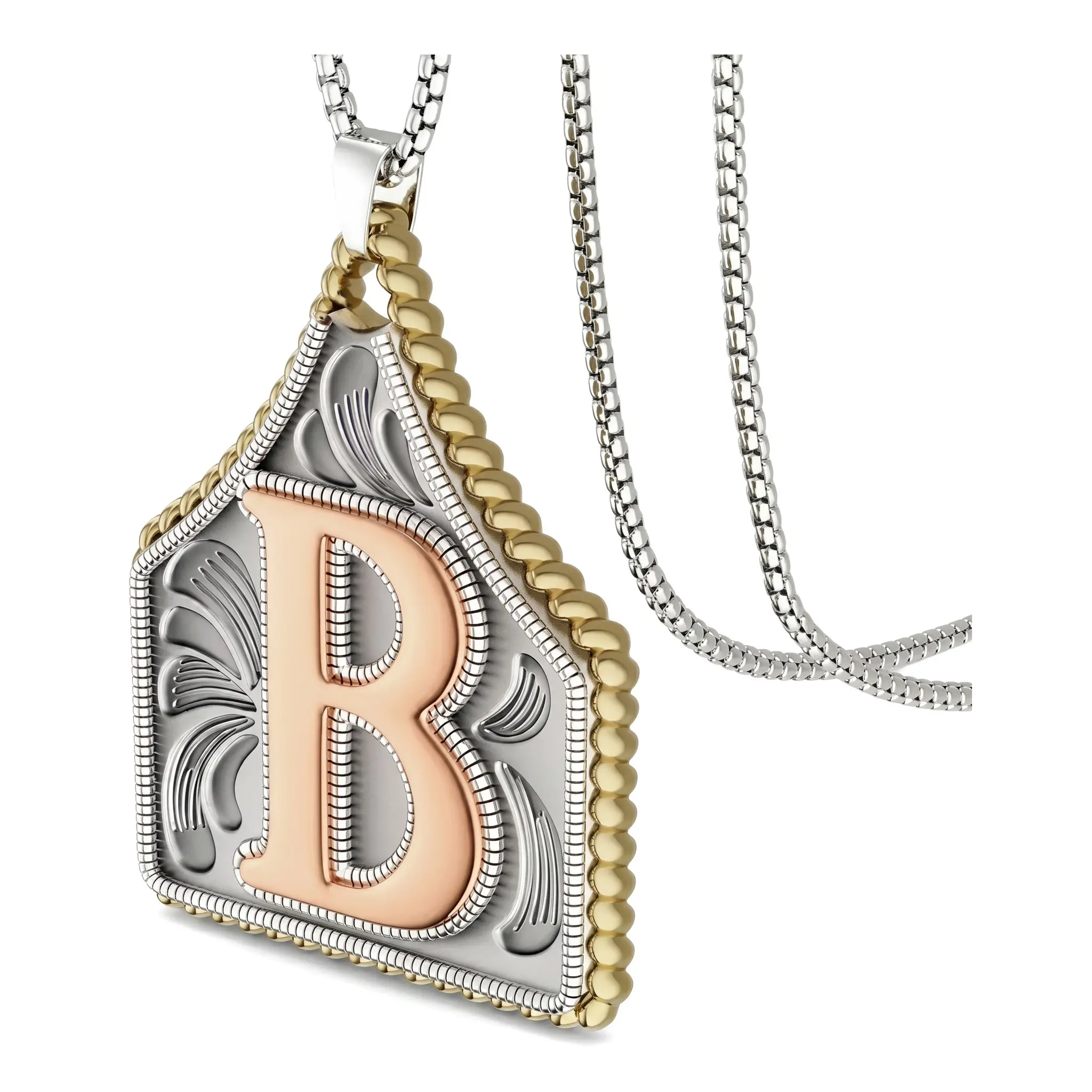 Vintage Eagle Motif Pendant Necklace - 2-Tone Letter Design, 22 in Alloy Metal Chain, Retro Ethnic Western Dopamine Style, Unisex Everyday Wear Chain Jewelry Accessory, 22 Inch Chain