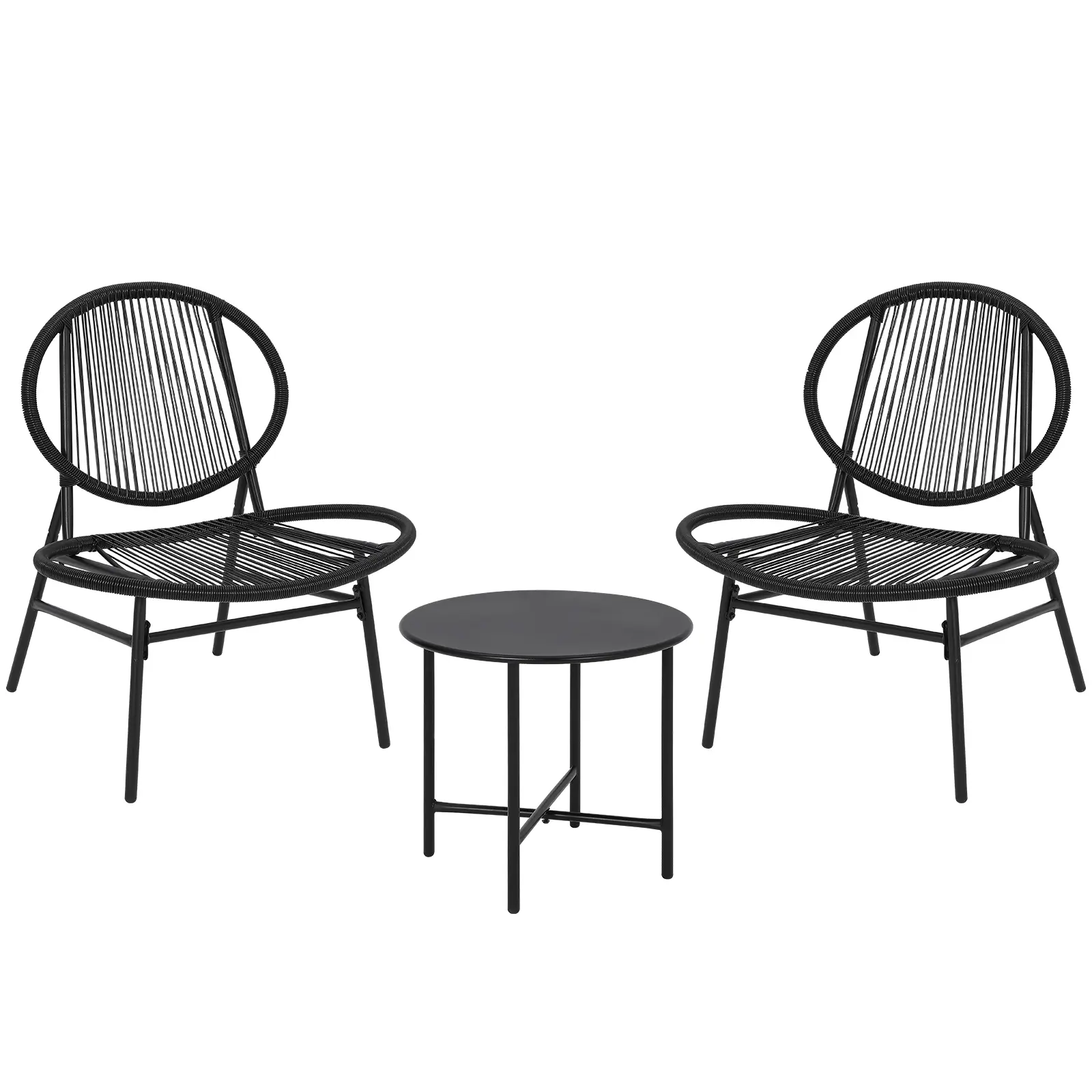 3-Piece Outdoor Rattan Patio Conversation Bistro Set, All-Weather Furniture Set with Table, Outdoor Sectional Sofa for Balcony, Backyard, Deck