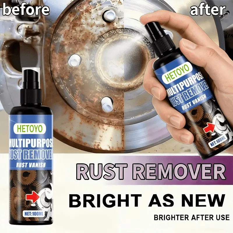 Rust Removal and Rust Prevention Spray – Rust Remover for Radiators, Fast-Penetrating Formula, Effectively Removes Oxidized Rust from Metal Surfaces – Suitable for Car Wheels, Brake Discs, Chains, Faucets, Kitchenware, Tile Renovation, etc.