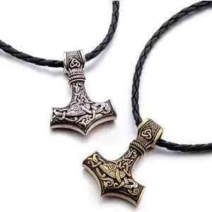 Nordic Odin Celtic Trinity Knot Thor's Hammer Necklace Pendant Men's Punk Ethnic Fashion Lucky Jewelry
