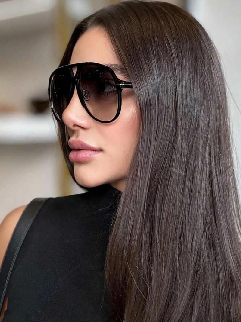 Women's Ombre Tinted Lens Sunglasses, Trendy Casual Full Rim Sunglasses for Everyday Use, Fashion Accessories for Outdoor Activities, Modern Trendy Sunglasses