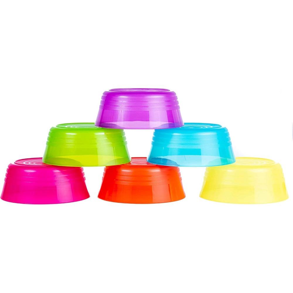 Kids Plastic Dinnerware Set of 6 Multi Color Bowls-Reusable, BPA Free, Dishwasher Safe and Microwaveable