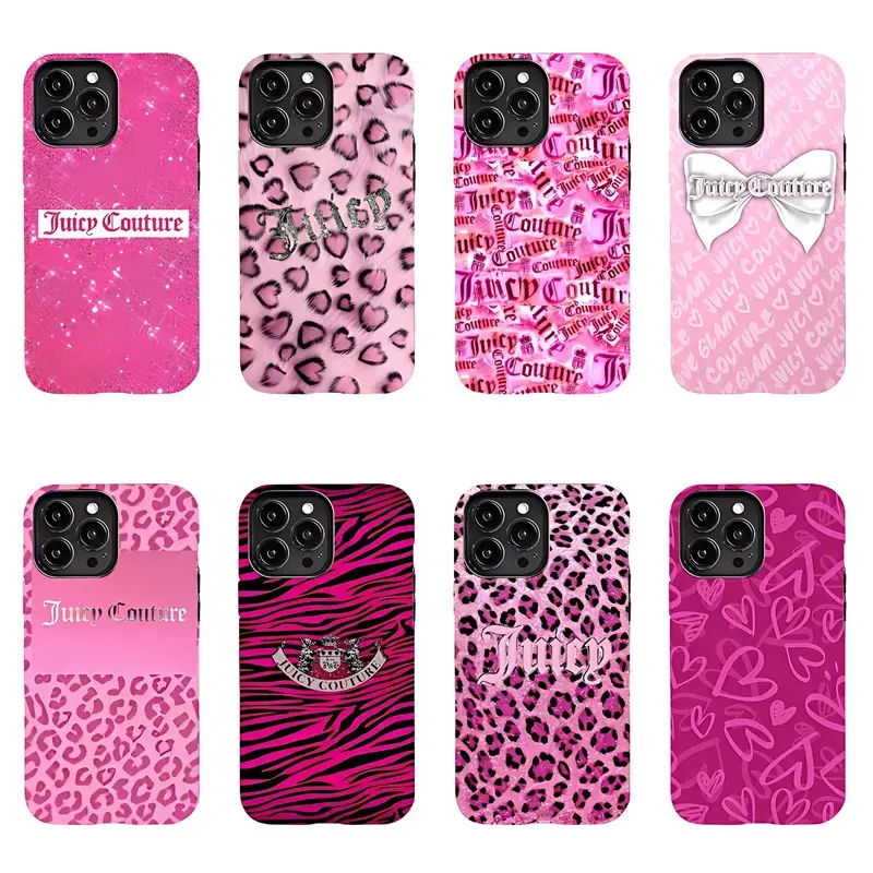 Juicy Couture Y2K Aesthetic Phone Case Cute Pink Cover,Suitable for iPhone 17/16/15/14/13/12/11 Pro Max/Plusand Samsung Galaxy S23-25, shock-absorbing, anti-drop protective case, lightweight, new fashion trend design
