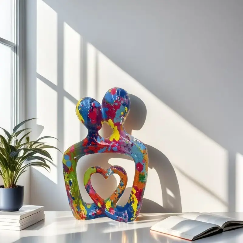 Fluid Art Heart Couple Statue, Romantic Resin Sculpture, Home Decor Desktop Ornament, Christmas, Valentine's Day, Wedding Gift