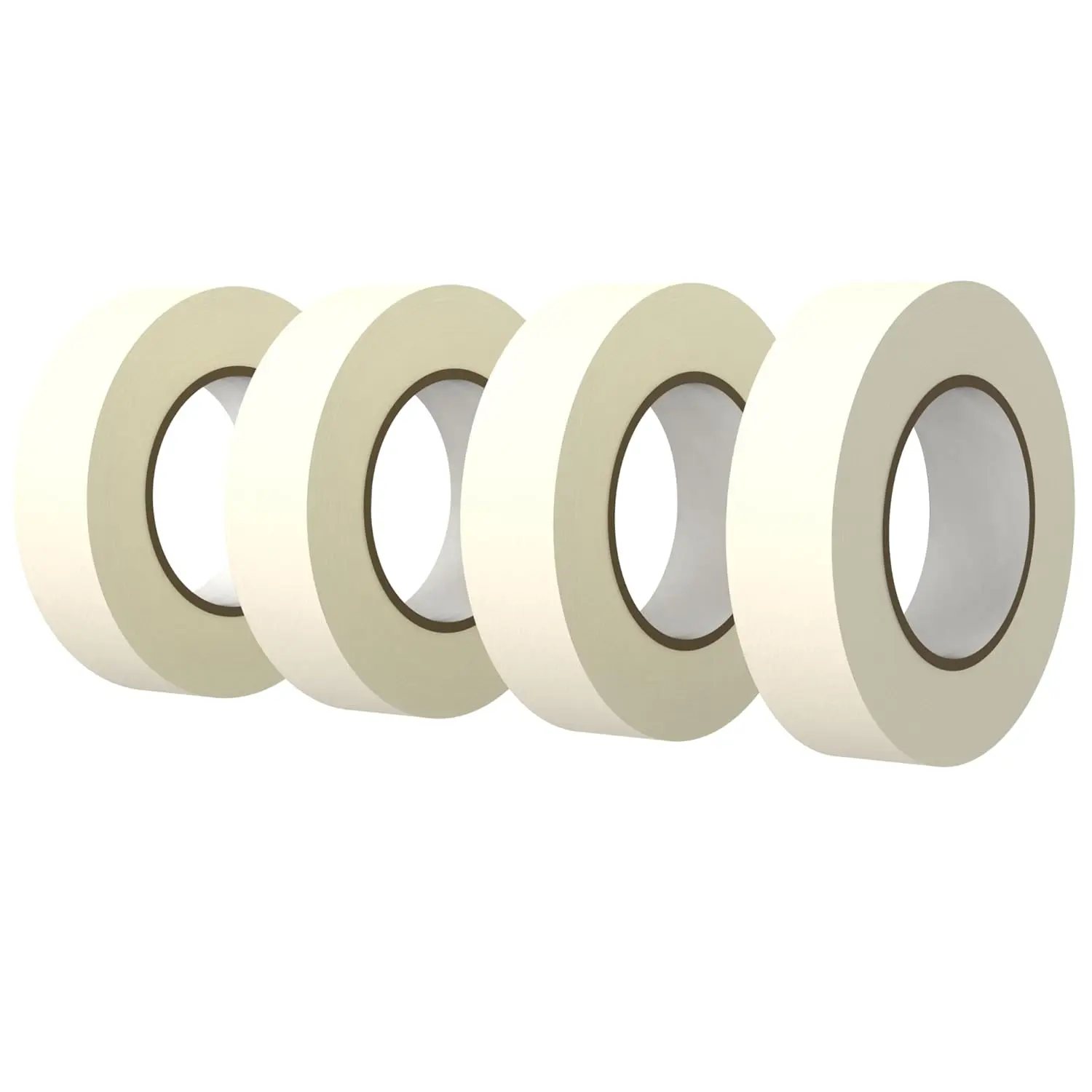 Adhesive Base Masking Tape (0.75 in x 55 yds, 4 Rolls White Bulk) - Cardboard Crepe Paper Tape for Painting Crafts, Edge Protection, Home & Office Use