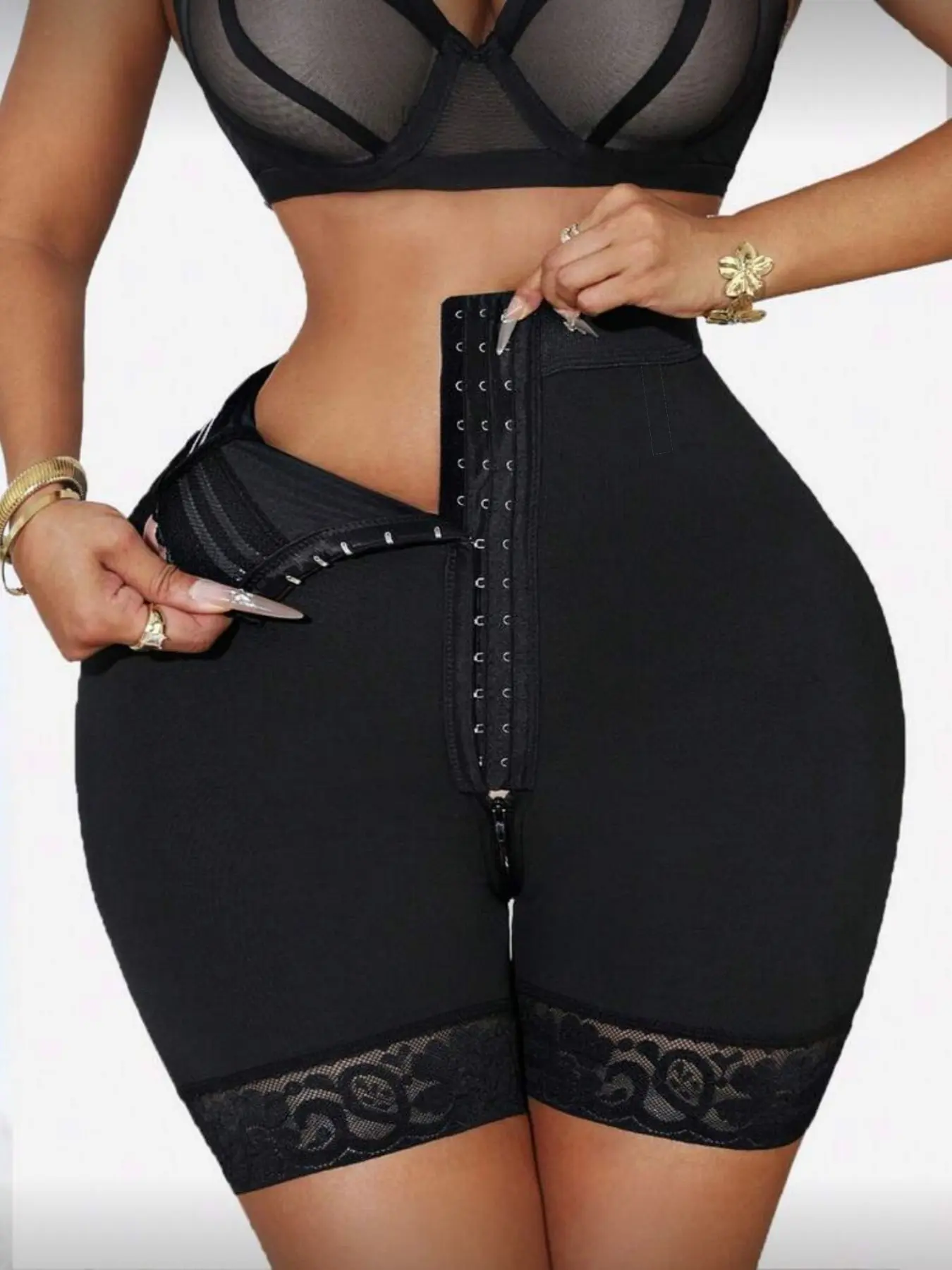 1 Count Women's High Waist Hourglass Curves Tight Fitting Shapewear Panty,  Fajas, Adjustable Hooks Butt Lifting And Tummy Control Shaping Panties, Fajas, Colombian Shapewear, Comfortable And High Elasticity Support Shorts, Suitable For Daily,Sport,Yoga