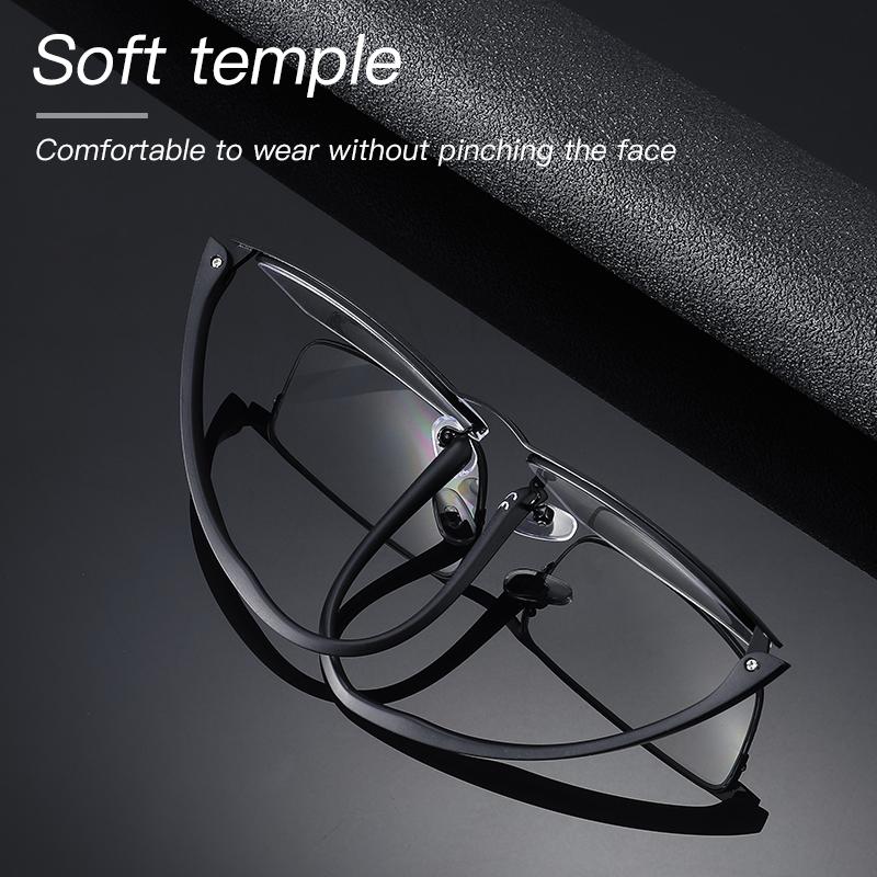 2-for-1 progressive bifocal reading glasses, ultra-light, flexible anti-glare, +1.0 to +4.0 prescription, semi-rim rectangular design, unisex, includes eyeglass case