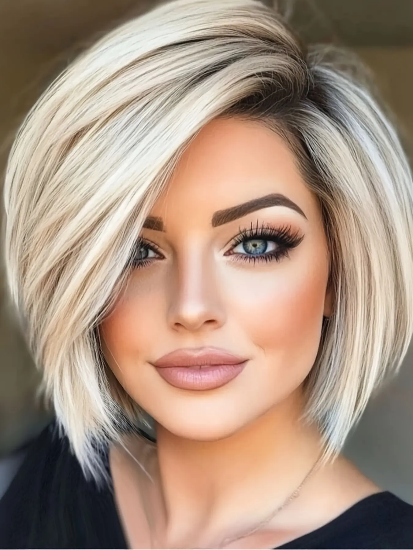 10-Inch Short Gradient Gold Bob Wig with Bangs, Layered Straight Hair, Synthetic Material Wigs, Daily Use for Women and Girls, Stylish and Convenient