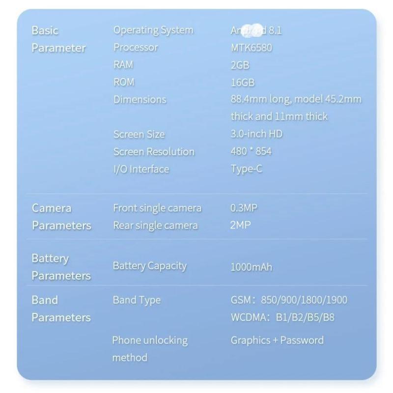 FUFFi Mini Smart Phone, 3.0 Inch Dual Card 3G Android 8.1 Phone, 2GB + 16GB GPS Bluetooth-compatible WiFi Portable Small Smart Phone, Learning Machine, Pink Learning Tablet, Learning Tool