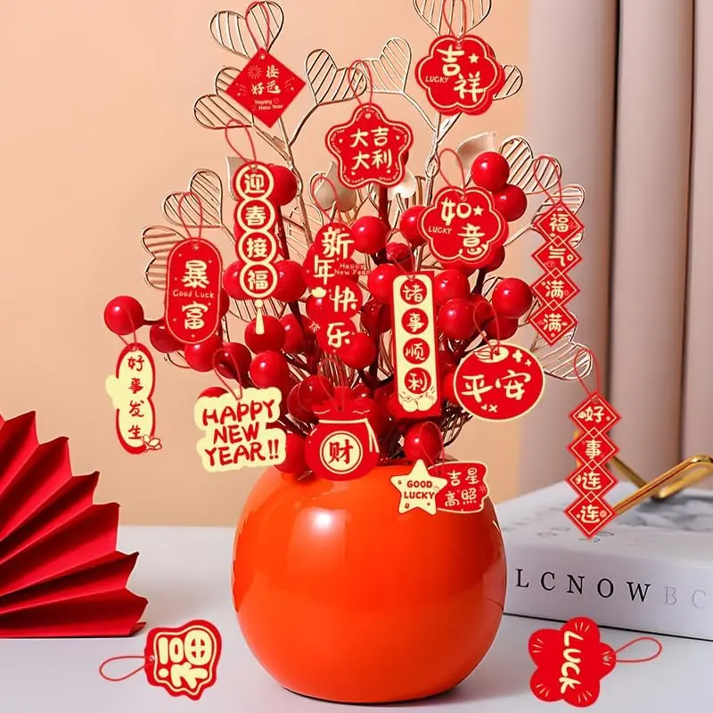 18 count Chinese  Year 2026 Decorations Red  Ornaments, Lunar  Year Chinese Decor  Paper Cutouts for , Party, Door, Wall, Window & Tree Decorations