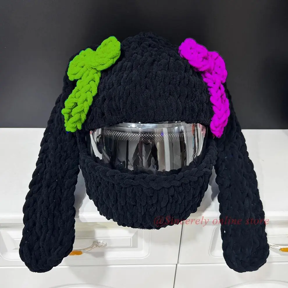 Moto Helmet Cover Protection Headgear Cartoon Fluffy Plush Set For Motorcycle Full-Face Protective Case Motorbike Safety Special