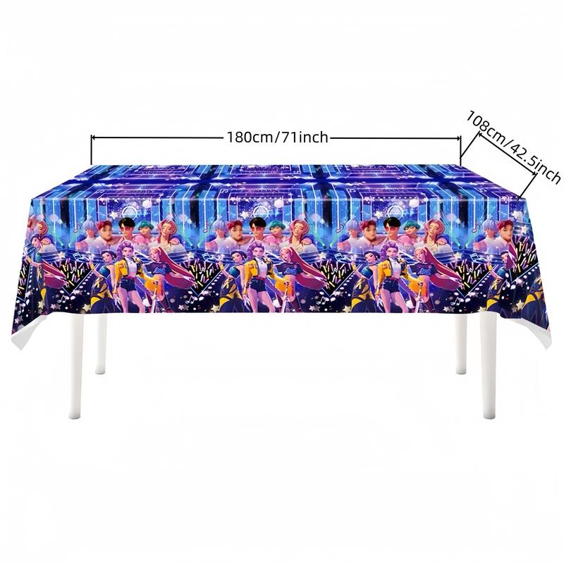 Kpop Girl Hunter Party Table Cover, Disposable Waterproof and Stain-Resistant Tablecloth for Birthdays, Camping and Everyday Decor
