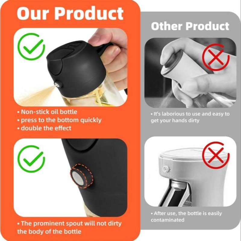 2 in 1 Oil Dispenser, 1 Count Multifunctional Oil Bottle with Spray, Kitchen Oil Dispenser, Oil Sprayer for Food Cooking, Baking, Frying, Barbecue, Olive Oil Sprayer, Cooking Oil Container, Kitchen Gadgets, Kitchenware