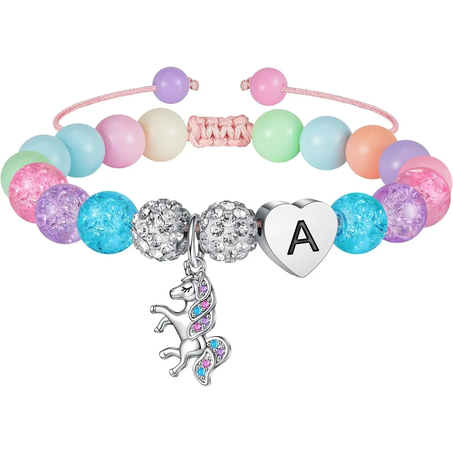 Unicorn Bracelets for Girls, Gifts for Girls | Adjustable Unicorn Bracelet Beaded Initial Bracelet  Birthday Gifts for Girls  Teen Girl
