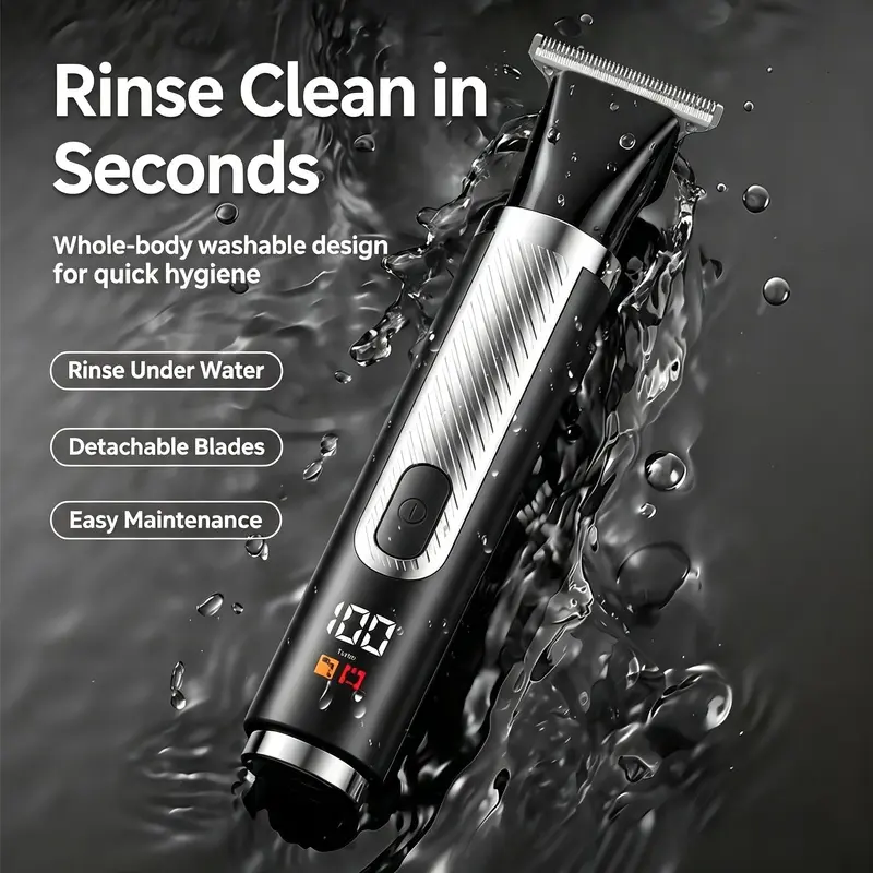 4-in-1 Men’s Hair Clipper Grooming Kit with Extendable Back Shaver, Cordless Beard Trimmer Nose Hair Trimmer Electric Razor, Washable USB Rechargeable Full Body Hair Trimmer for Home Travel