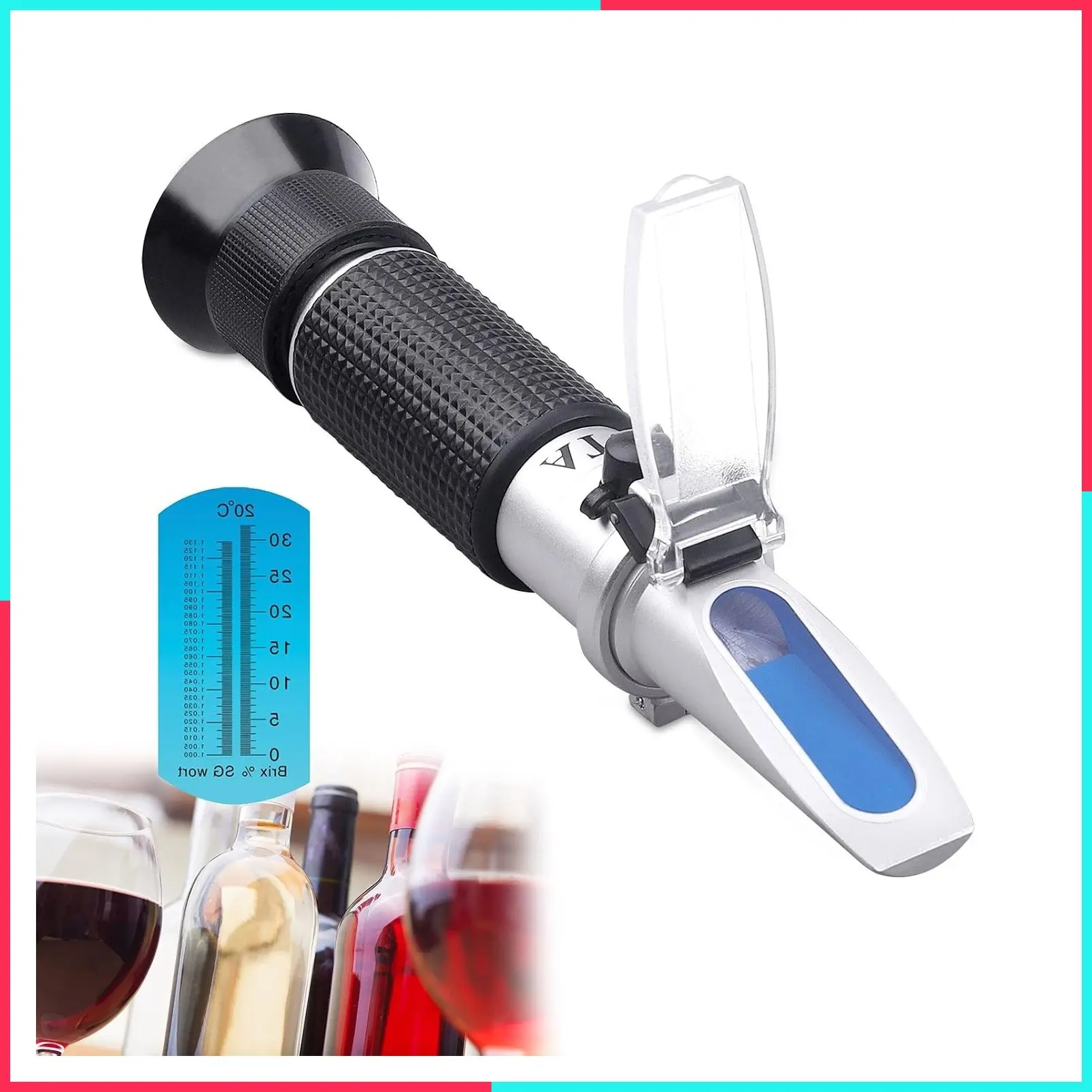 Refractometer with ATC - Digital Handheld Refractometer for Beer Wine Brewing, Dual Scale Specific Gravity 1.000-1.130 and Brix 0-32%