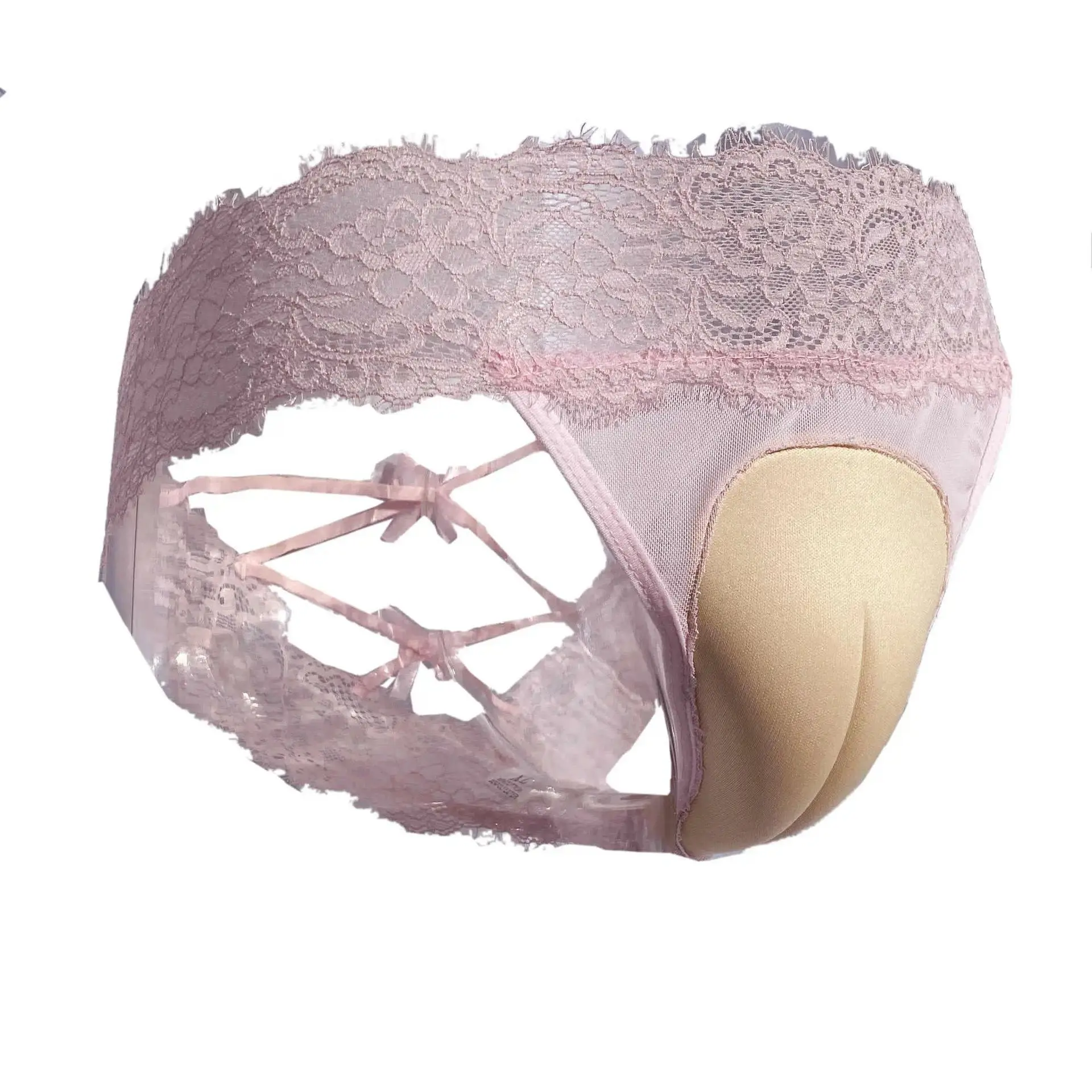 Men's Lace Sissy Pouch Panties Girly Briefs Crossdresser Transgender Underwear Camel Toe Control Panty Hiding Gaff
