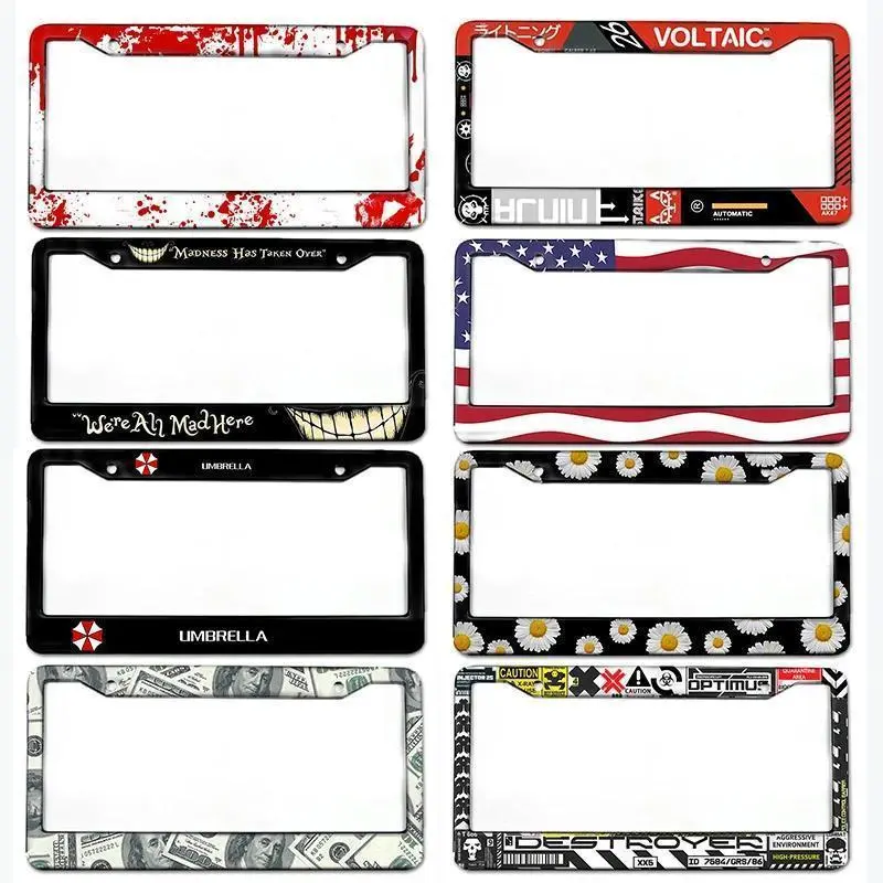 Universal Stainless steel US Car License Plate Frame Cover Waterproof Rustproof Number Plate Holder Durable Auto Exterior Decoration Accessory Fits Standard American Vehicles