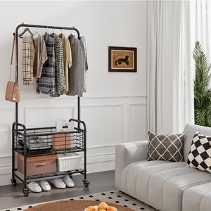 Laundry Basket with Wheels Rolling Laundry Hamper Laundry Sorter Cart Shelf Hanging Rack Organiser Hangable