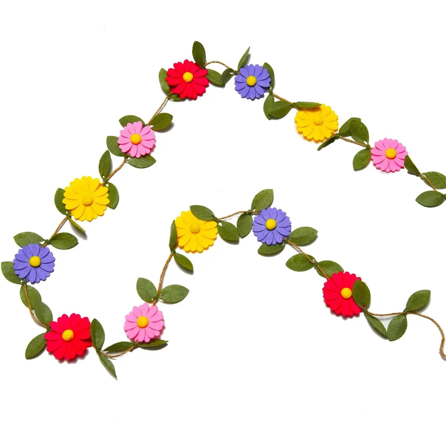 Daisy Felt Banner Wildflower Garland Groovy Boho Daisy Hanging Banner Birthday Spring Hippie Party Decorations Birthday Shower Wedding Party Supplies
