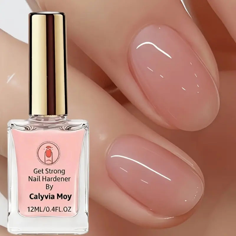 2Pcs Pink Nail Hardening Agent 12ml Decorative Nail Art, Natural Transparent Pink Brightening Gloss