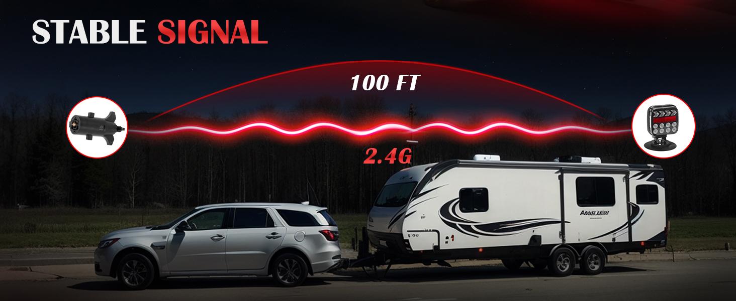 Wireless Trailer Lights Kit Dual Function with Strobe Lights 2-in-1 Magnetic & Screw Mounting Options IP67 Waterproof for RV Trucks Boat Vehicle Caravan Led Backlights