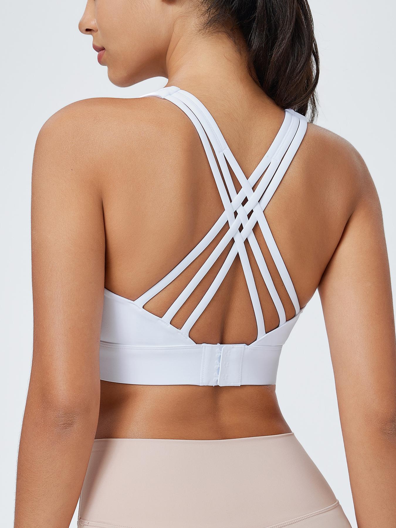 Women's High Impact Sports Bra with Sewn-In Pads, 3 Row Adjustable Back Hook-eye Closure Criss-Cross, Soft and Breathable Non-removable Moulded Cups, Gift for Women, Women's Workout Clothes