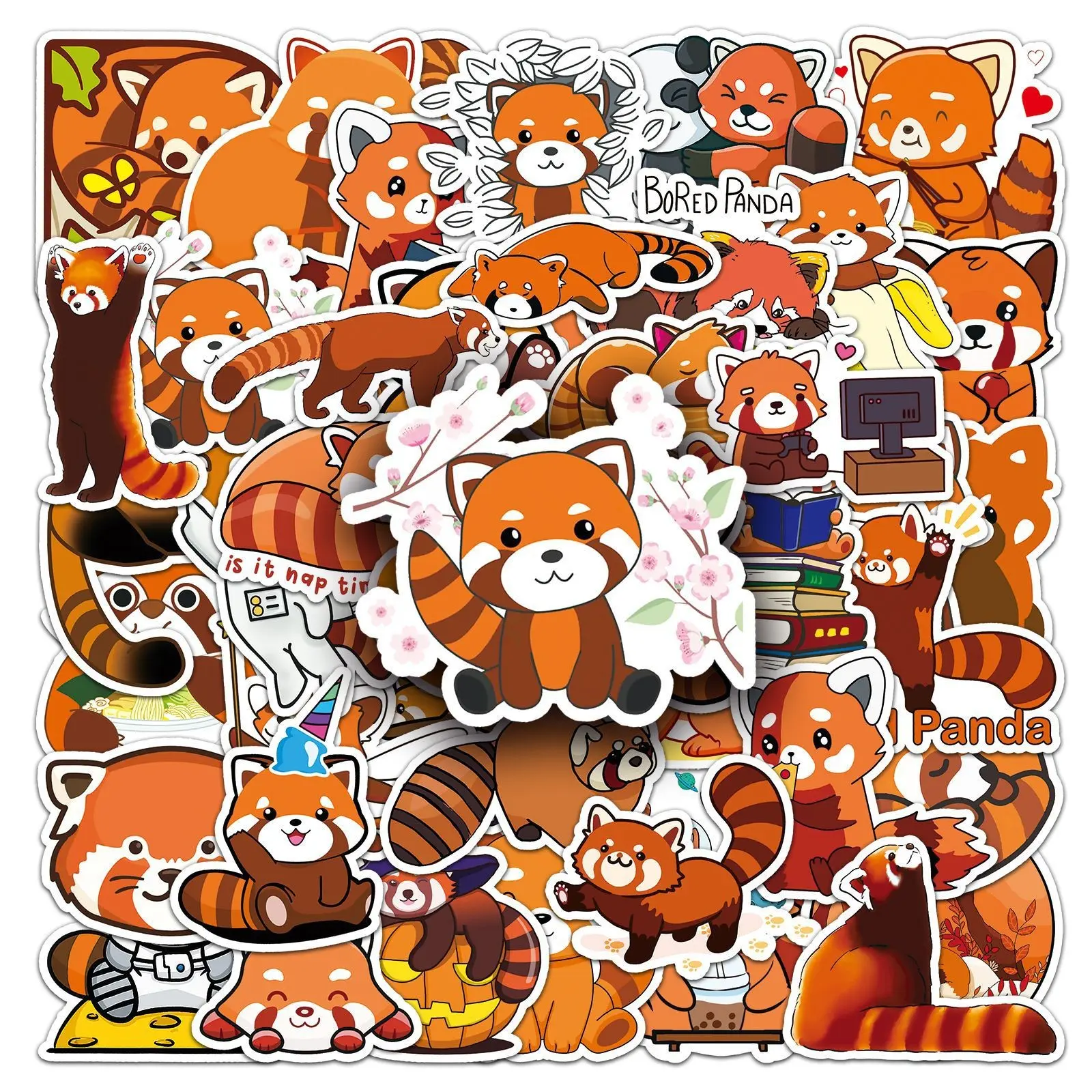 50 Cute Panda Stickers, Waterproof Vinyl Decals, Reusable Removable, Decorate Water Bottles, Laptops, Phones, Skateboards, Guitars, Cars, Bikes
