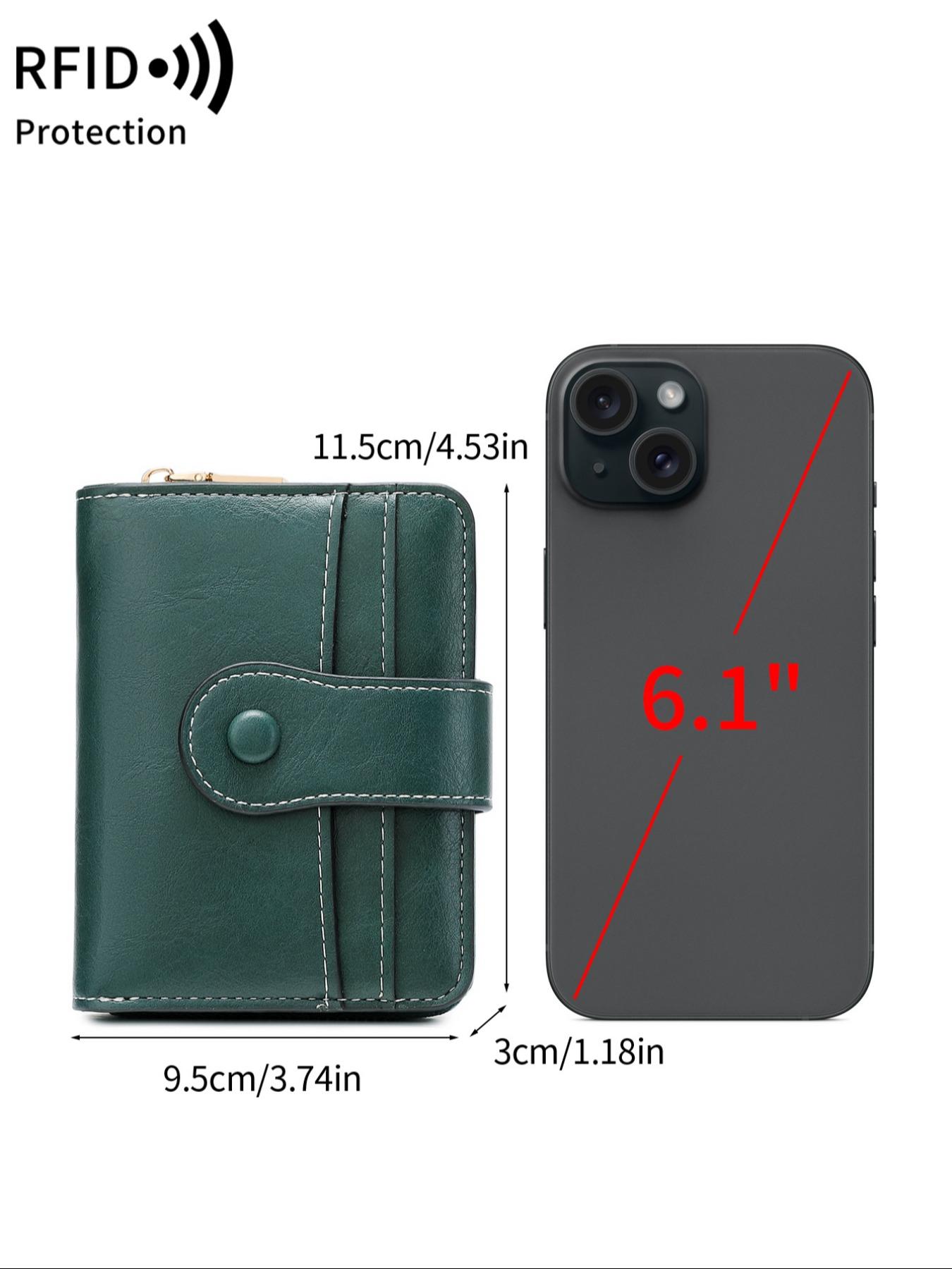 Women's Solid Color RFID Blocking Card Holder, Fashionable PU Leather Zipper Wallet, Casual Versatile Coin Purse for Daily Used