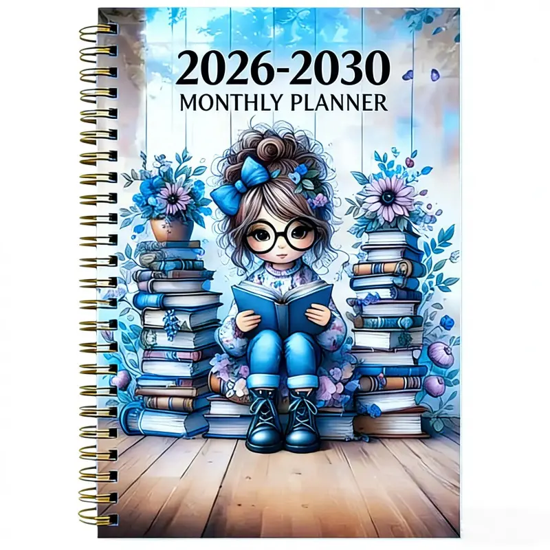2026-2030 Monthly Planner/Calendar - January 2026 to December 2030, 5-Year Monthly Planner, Women's Reading-Themed Cover Design Notebook, Annual Calendar Planning, Monthly Tabs, 60-Month Calendar, 5.5 inches x 8.3 inches, Thick Paper, Elastic Cover, Durab