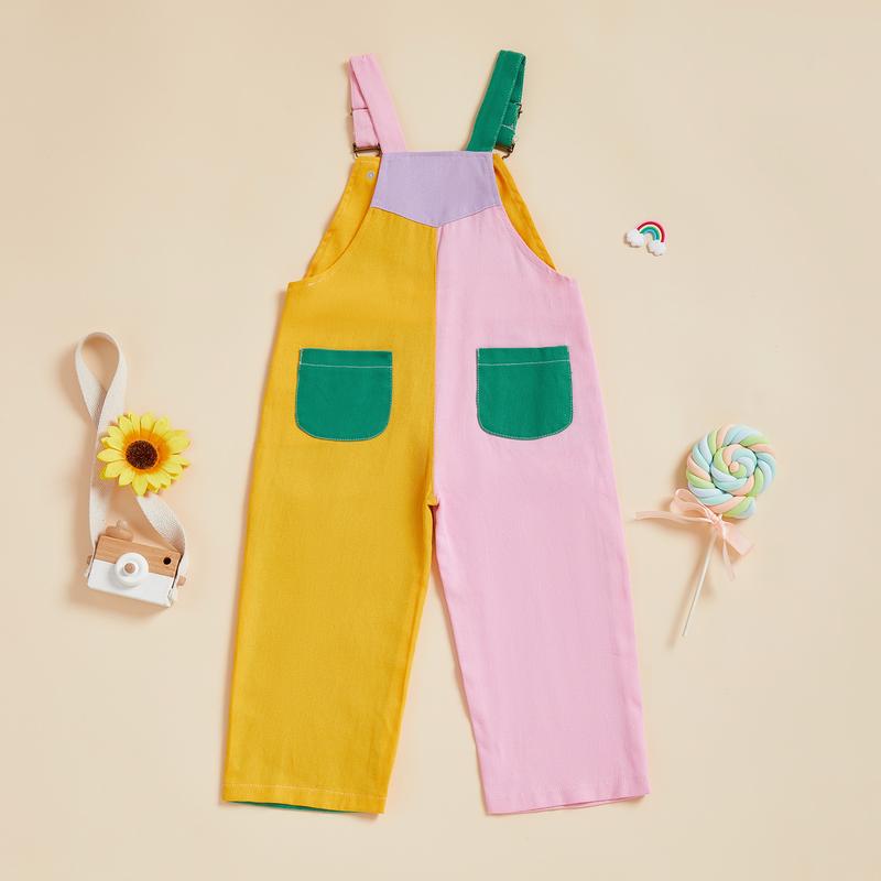 Toddler 90's Style Denim Overalls Babby Boy Girl Suspender Romper Dopamine Color Sleeveless Jumpsuit with Adjustble Shoulder Strap Baby Clothing Casual