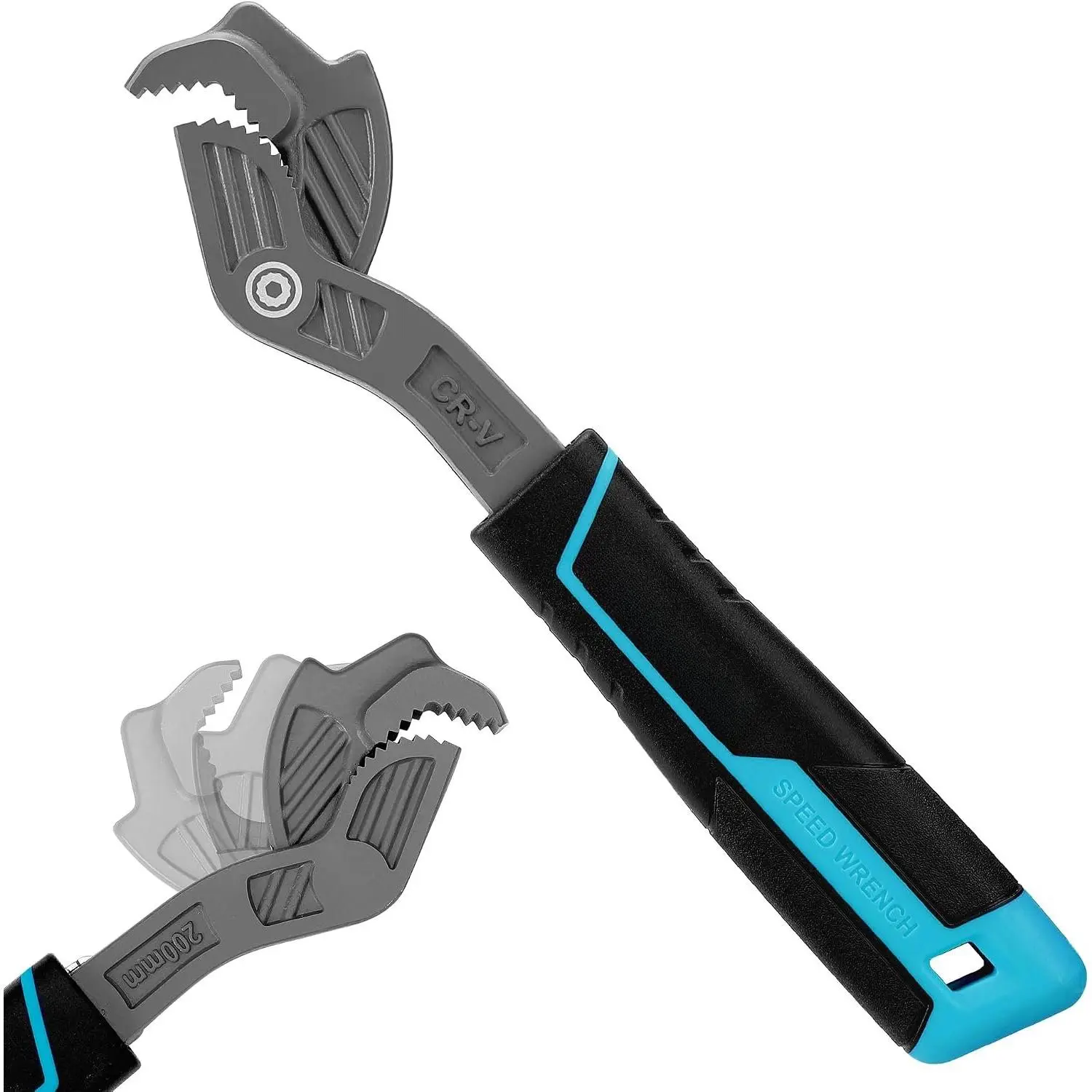8-Inch Self-Adjusting Wrench, Multifunctional Self-Locking Wrench | Adjustable Size 3/8"-1"(9-25mm), Cr-V Steel, Non-Slip TPR Handle, Versatile Tool For  Repair, Mechanic and DIY Projects