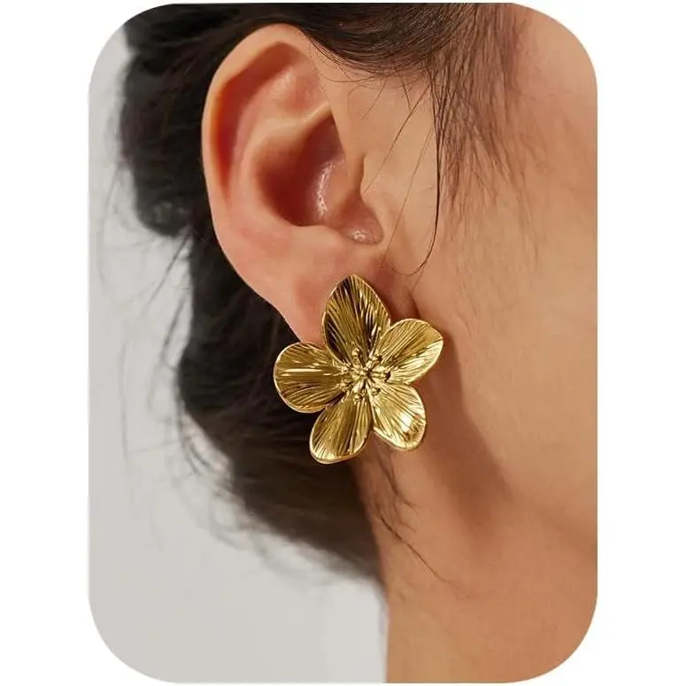 Big  Flower Earrings for Women Trendy, Chunky  Leaf Dangle Statement Earrings, Fashion  Large Flower Earrings Summer Beach  Gt