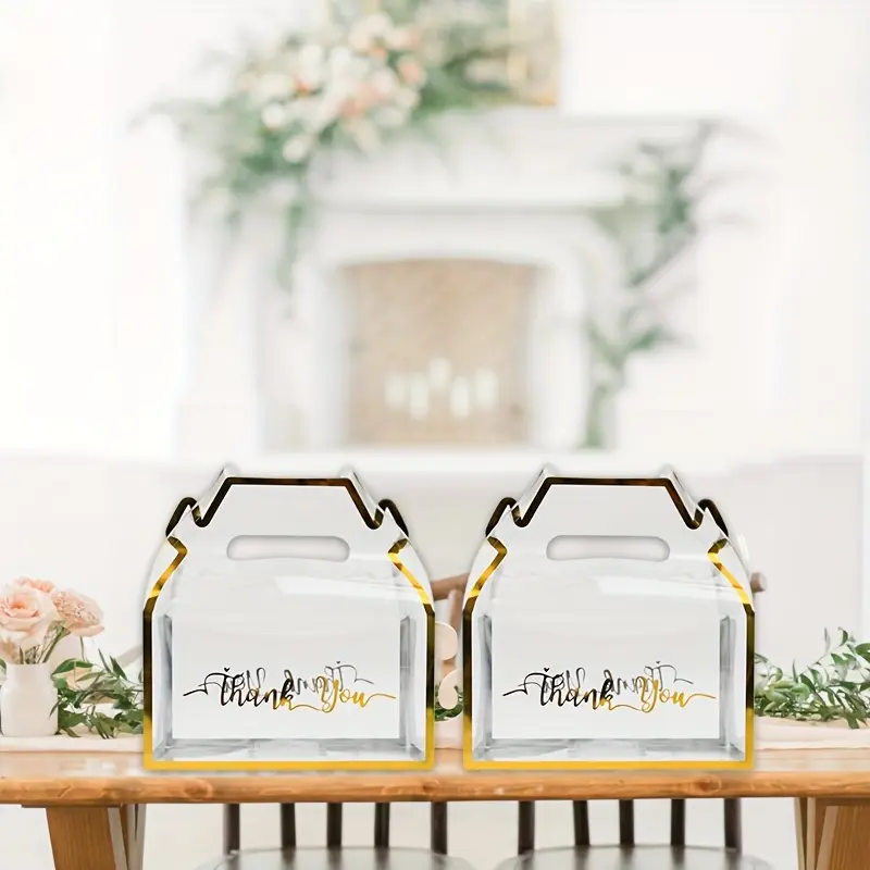 Gift for Her/Him Set of 12 Transparent Gable Gift Boxes for Presents Featuring 'Thank You' Text, Perfect for Party Favors, Birthdays, Holidays, Christmas, Valentine'S Day, And Baby Shower Gifts