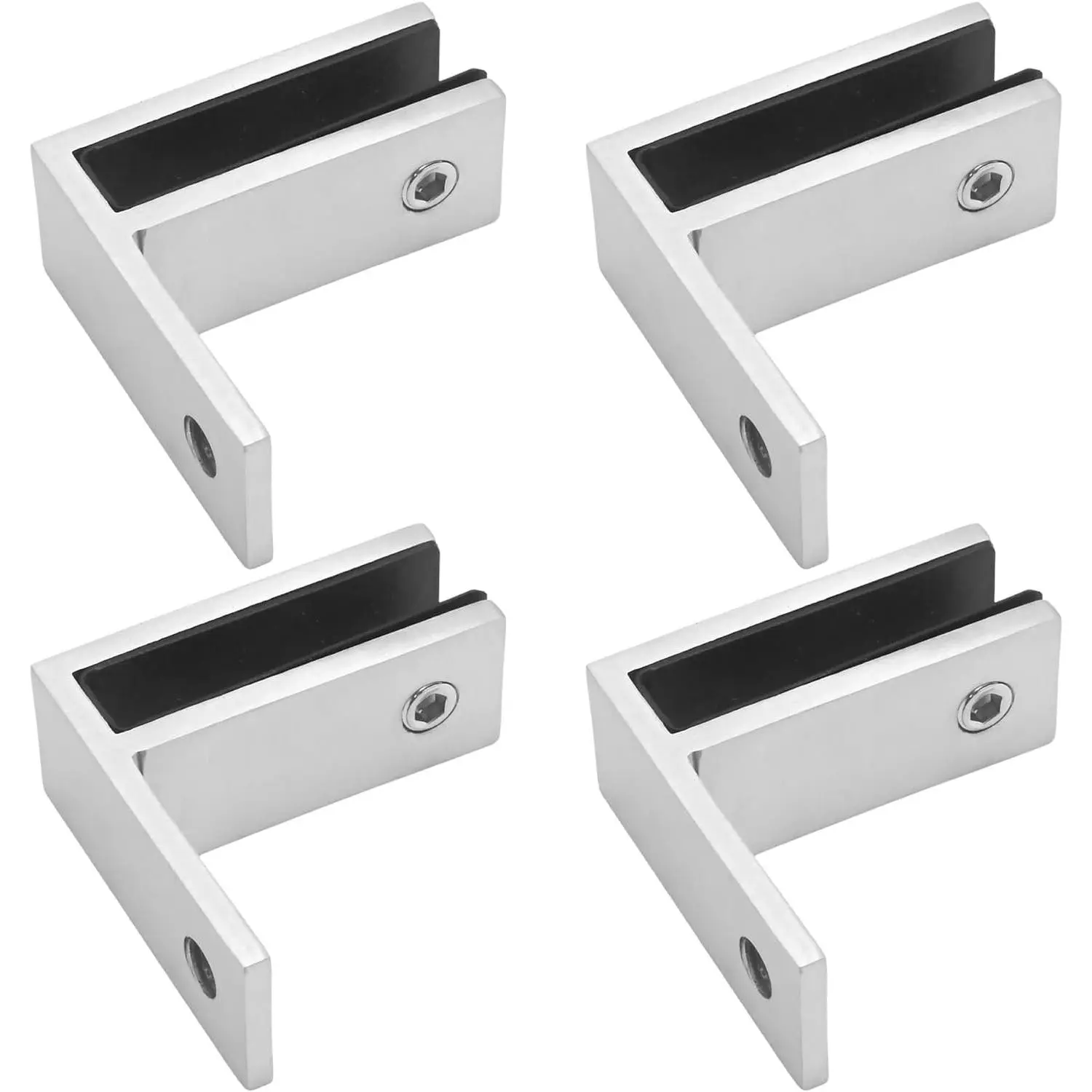 Stainless Steel 304 Glass Bracket Clip, Marine Grade Railing Wall to Glass Clamp for Balustrade, Balcony Deck, Staircase (F Shape)
