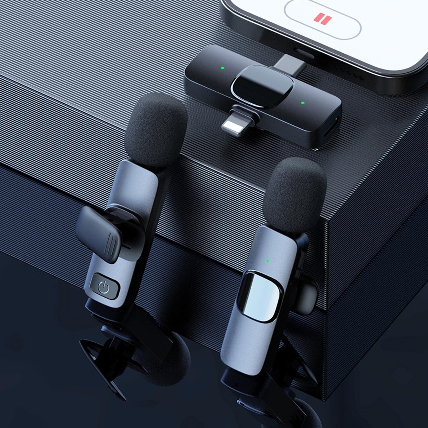 Wireless Lavalier Microphone, Condenser Recording Mic, USB Rechargeable Wireless Microphone, Lapel Mic for Video Recording, Teaching, Interviews, Podcast, Clip Microphone