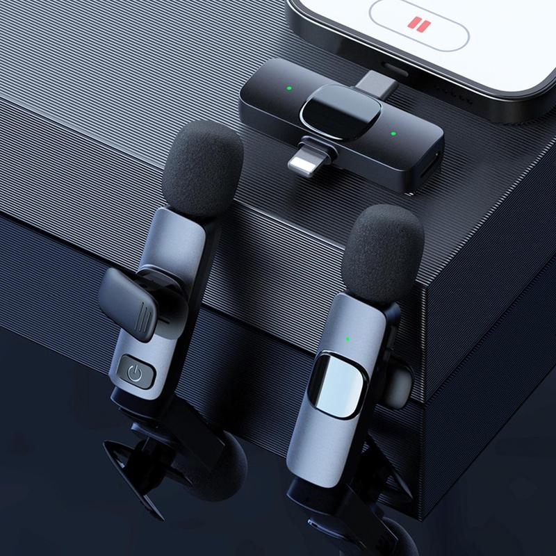 Wireless Lavalier Microphone, Condenser Recording Mic, USB Rechargeable Wireless Microphone, Lapel Mic for Video Recording, Teaching, Interviews, Podcast, Clip Microphone