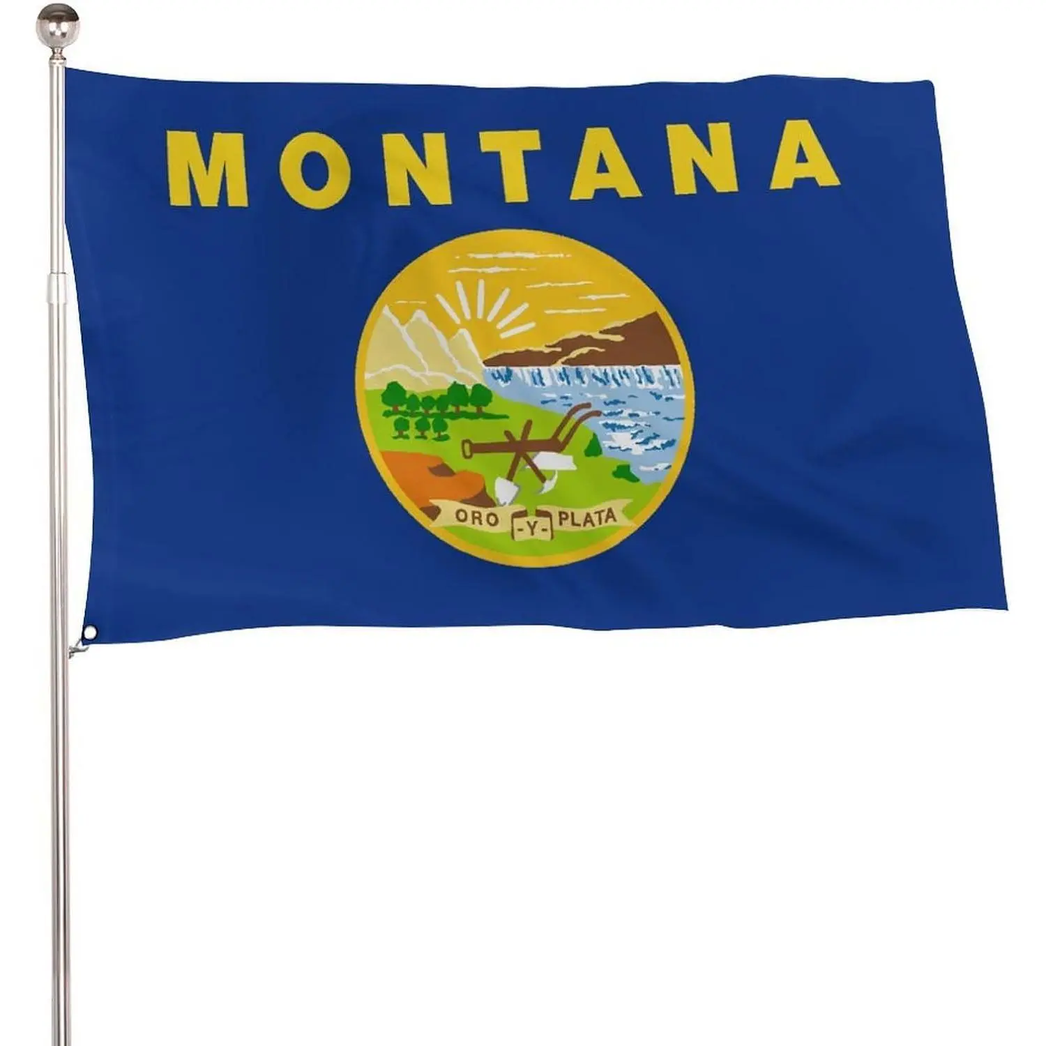 Montana State Flag Banners, 5x3 Ft 115D Polyester Flag with 2 Metal Eyelets, Lightweight Home & Festive Party Backdrop