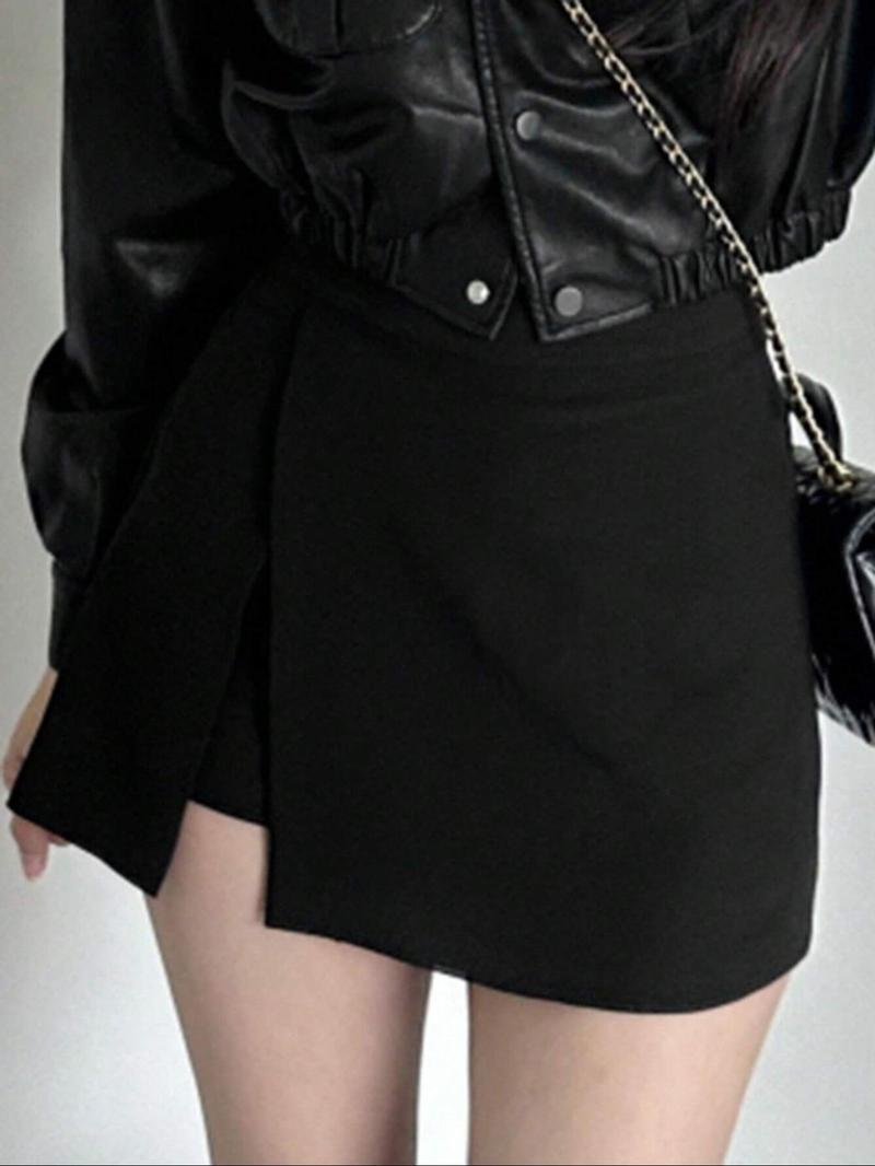 Women's Solid Pantskirt, Fashion Casual Pantskirt, Casual Skort for Daily Outdoor Wear, Women Bottoms for Summer