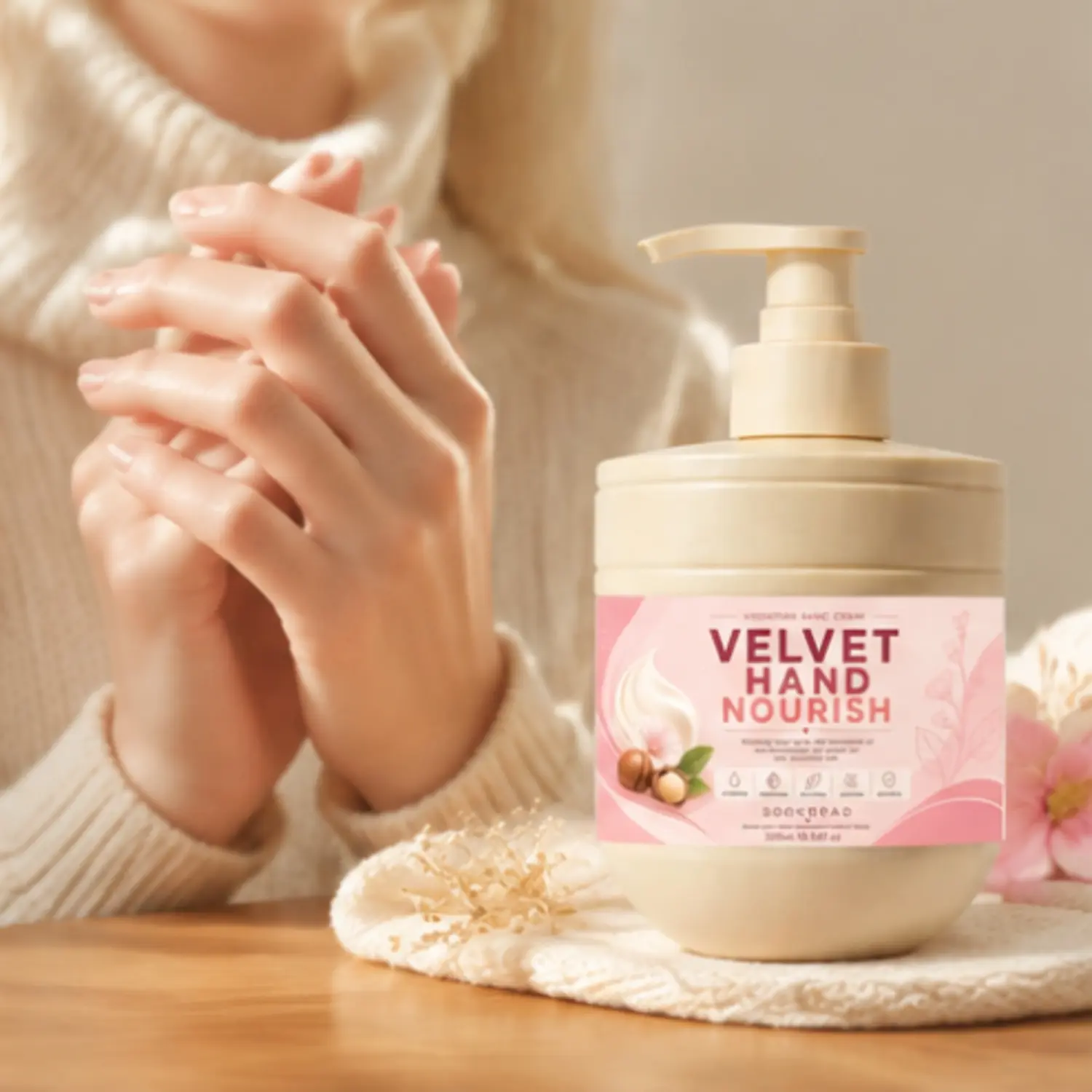 Hand Cream, with macadamia oil, marshmallow root extract, hydrating, nourishing, softening, soothing, repairing, for hands, gentle daily care, 10.58fl oz, 300ml
