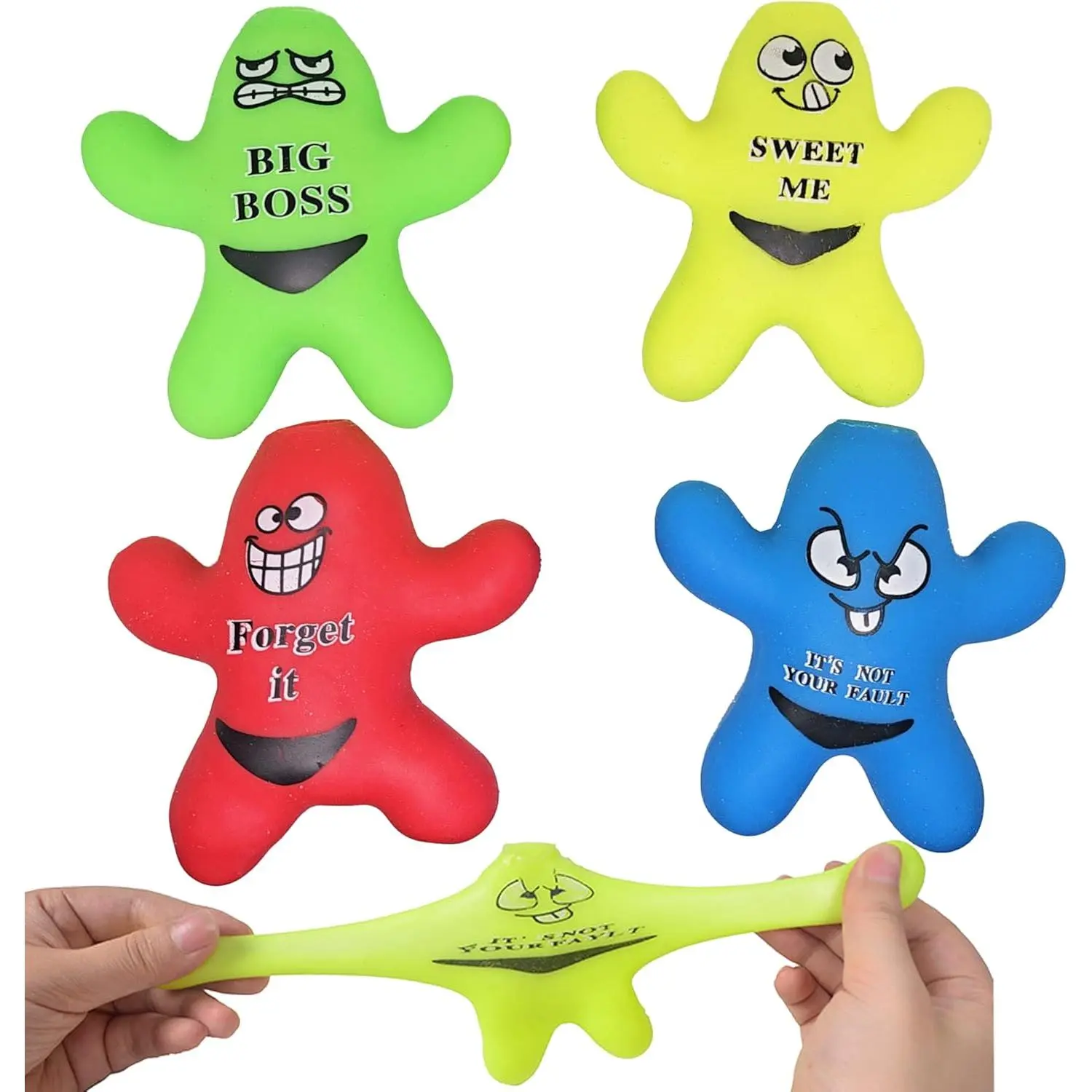 Decompress and Squeeze Dude Stretchy Gel Man-Fidget Toy, Stress Anxiety Relief Sensory Toys for Kids and Adult (4pcs)