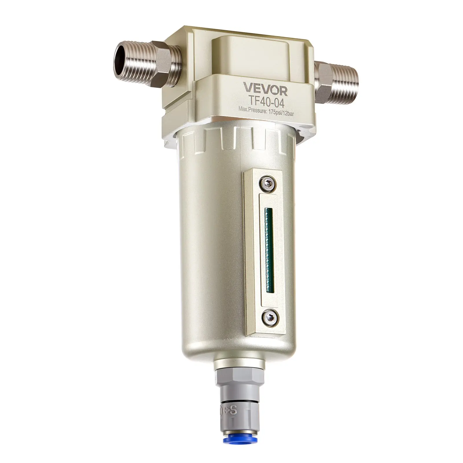 【toolupgrade】VEVOR Air Compressor Filter, 1/2" NPT Air-Dryer for Compressor with 5m Brass Filter Element, Auto-Drain Air Compressor Water Separator 175 PSI Max Working Pressure, Aluminum Alloy Bowl
